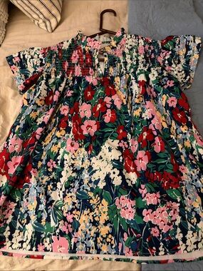 Floral Off-Shoulder Smocked Women’s Top - Navy Multi